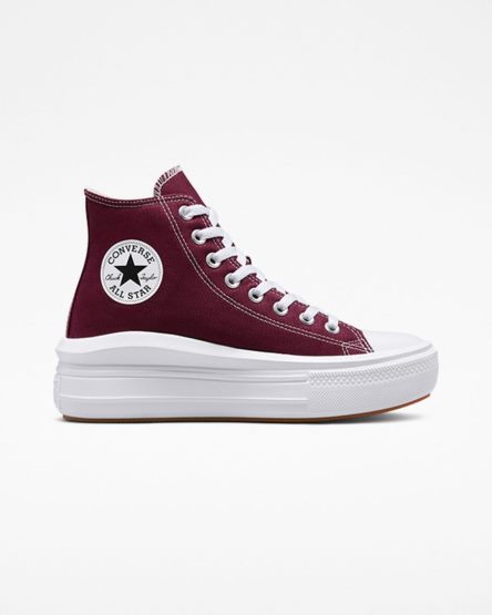 Sapatos Plataforma Converse Chuck Taylor All Star Move Seasonal Color Cano Alto Feminino Vermelhas Escuro Branco | PT Y0380T5